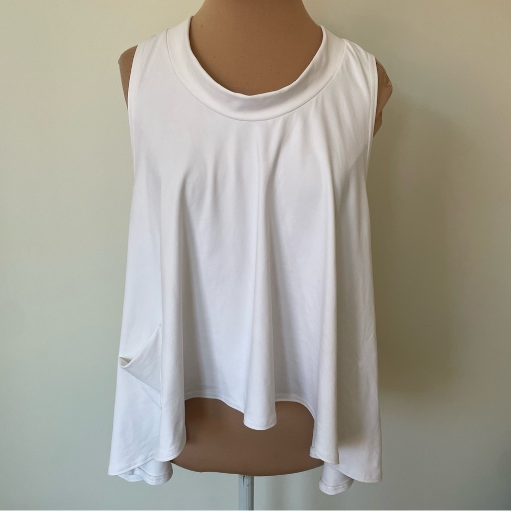 Sympli White Draped Tank Top